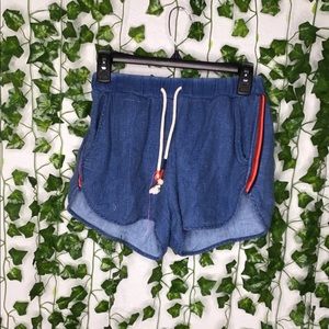 Sundry blue shorts with multi colored stripe